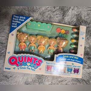 Vintage 1990 Quints Drink and Wet Dolls Set New In Box